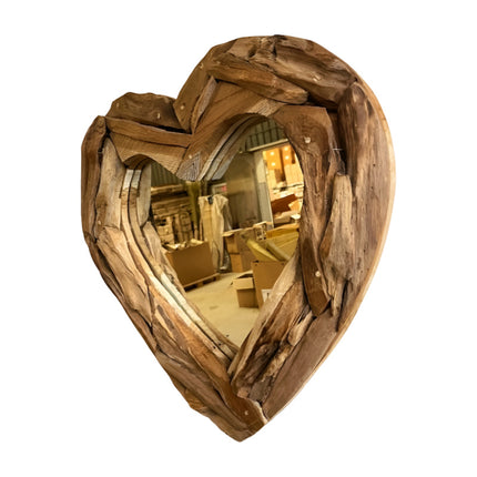 Mirror teak  love 50x50cm