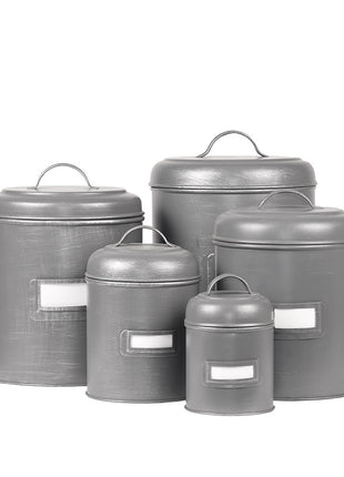 Opbergblik - Antiek grijs - Metaal - L - 18x18x24 cm