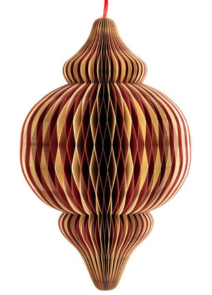 Papieren honeycomb hanger 75cm rood met wit
