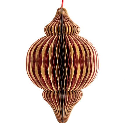Papieren honeycomb hanger 75cm rood met wit
