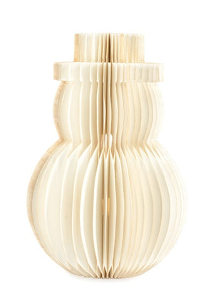 Papieren honeycomb sneeuwpop 30cm wit met verlichting