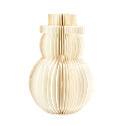 Papieren honeycomb sneeuwpop 30cm wit met verlichting