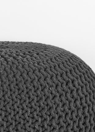 Poef Knitted - Antraciet - Katoen - L