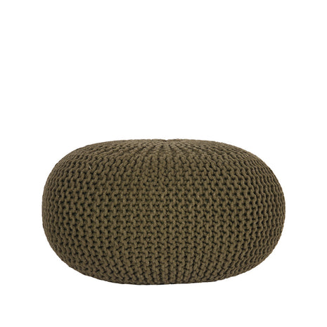 Poef Knitted - Army green - Katoen - L