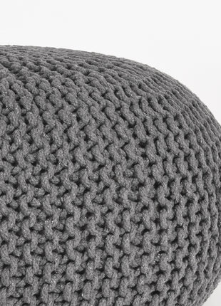 LABEL51 Poef Knitted - Donkergrijs - Katoen - L