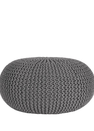 LABEL51 Poef Knitted - Donkergrijs - Katoen - L