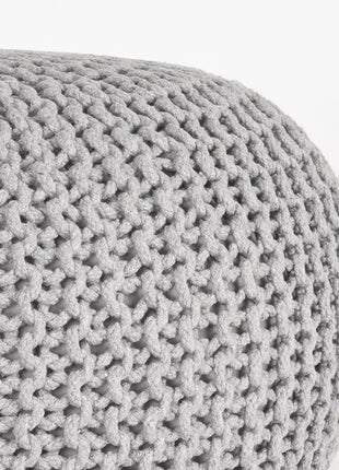 LABEL51 Poef Knitted - Lichtgrijs - Katoen - L