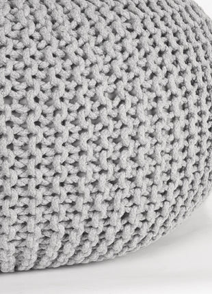 Poef Knitted - Lichtgrijs - Katoen - L