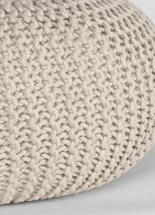 Poef Knitted - Naturel - Katoen - L