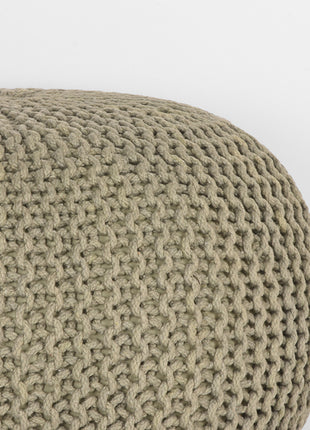 Poef Knitted - Olijfgroen - Katoen - L