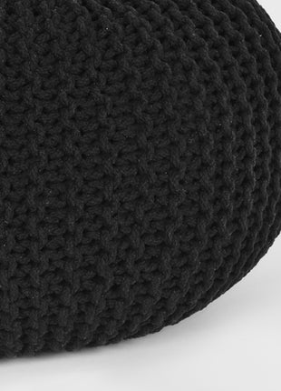 Poef Knitted - Zwart - Katoen - L