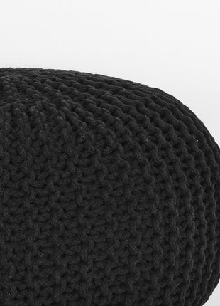 Poef Knitted - Zwart - Katoen - L