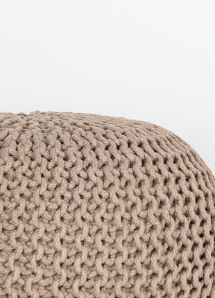 Poef Knitted - Beige - Katoen - M
