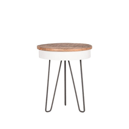 LABEL51 Bijzettafel Saria - Wit - Metaal - 44 cm - Rond