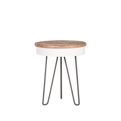 LABEL51 Bijzettafel Saria - Wit - Metaal - 44 cm - Rond