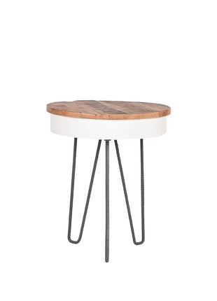 LABEL51 Bijzettafel Saria - Wit - Metaal - 44 cm - Rond