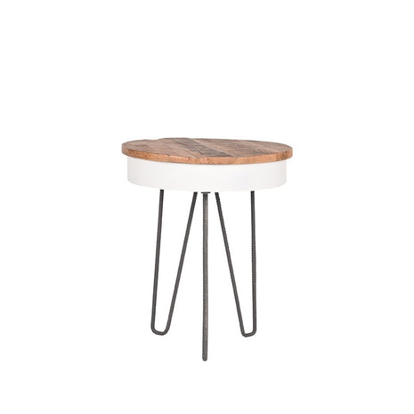 LABEL51 Bijzettafel Saria - Wit - Metaal - 44 cm - Rond