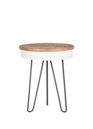 LABEL51 Bijzettafel Saria - Wit - Metaal - 44 cm - Rond