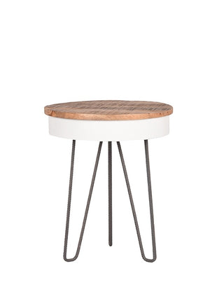 LABEL51 Bijzettafel Saria - Wit - Metaal - 44 cm - Rond