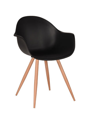 LABEL51 Eetkamerstoel Parma - Zwart - PP - Naturel Houtlook Frame
