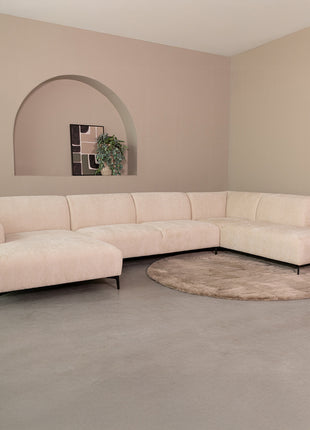 LABEL51 Bank Merido - Naturel Raven | Zwart Metaal - Velvet - U-Bank Rechts