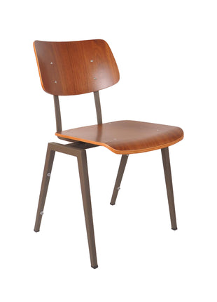 LABEL51 Eetkamerstoel Stapelbaar - Bruin - Hout - Forest Metalen Frame