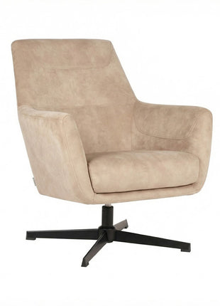 LABEL51 Fauteuil Toby - Naturel - Fluweel - Zwart Metalen Frame