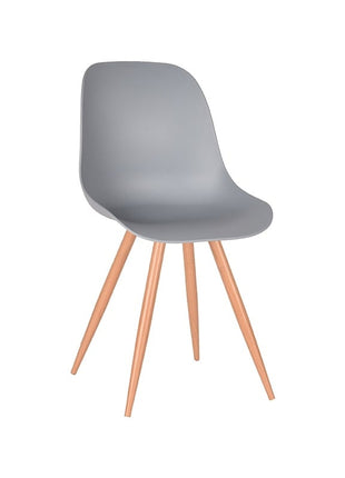 LABEL51 Eetkamerstoel Rimini - Grijs - PP - Naturel Houtlook Frame
