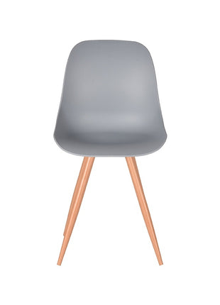 LABEL51 Eetkamerstoel Rimini - Grijs - PP - Naturel Houtlook Frame