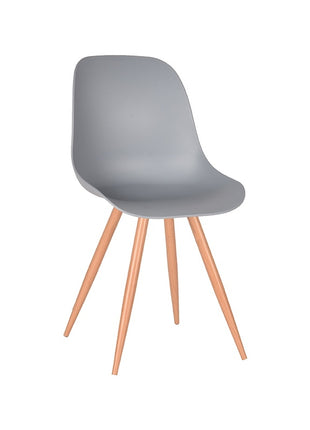 LABEL51 Eetkamerstoel Rimini - Grijs - PP - Naturel Houtlook Frame