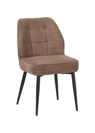 LABEL51 Eetkamerstoel Liam - Taupe - Geweven - Zwart Metalen Frame