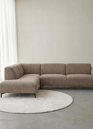 LABEL51 Hoekbank Merido - Taupe Raven | Zwart Metaal - Velvet - Hoekbank Links