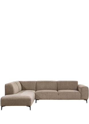 LABEL51 Hoekbank Merido - Taupe Raven | Zwart Metaal - Velvet - Hoekbank Links