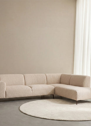 LABEL51 Hoekbank Merido - Naturel Raven | Zwart Metaal - Velvet - Hoekbank Rechts
