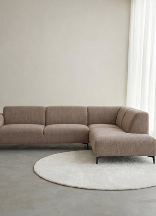 LABEL51 Hoekbank Merido - Taupe Raven | Zwart Metaal - Velvet - Hoekbank Rechts