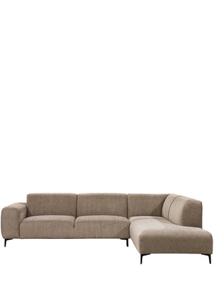 LABEL51 Hoekbank Merido - Taupe Raven | Zwart Metaal - Velvet - Hoekbank Rechts