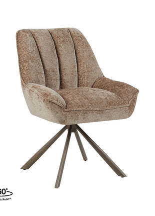 LABEL51 Eetkamerstoel Reims - Taupe - Chenille - Brons Metalen Frame