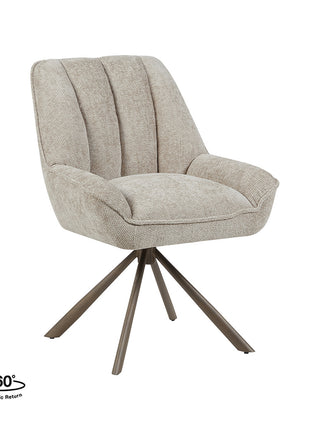 LABEL51 Eetkamerstoel Reims - Naturel - Chenille - Brons Metalen Frame