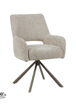 LABEL51 Eetkamerstoel Bergerac - Naturel - Chenille - Brons Metalen Frame