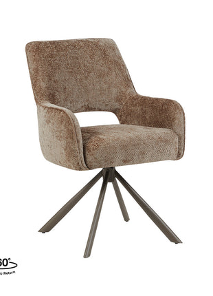 LABEL51 Eetkamerstoel Bergerac - Taupe - Chenille - Brons Metalen Frame