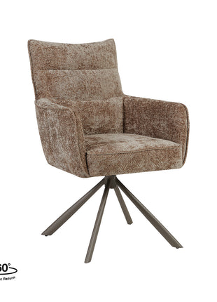 LABEL51 Eetkamerstoel Dubai - Taupe - Chenille - Brons Metalen Frame