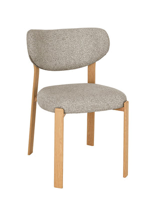 LABEL51 Eetkamerstoel Mika - Beige - Geweven - Naturel Houtlook Metaal