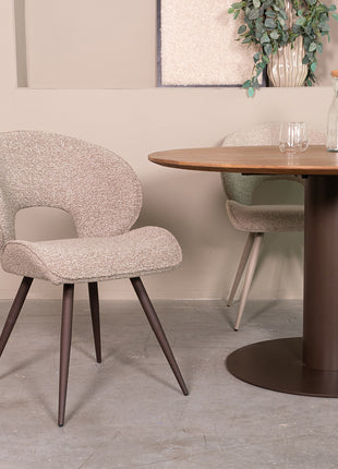 LABEL51 Eetkamerstoel Sakura - Mushroom - Boucle - Brons Metalen Frame