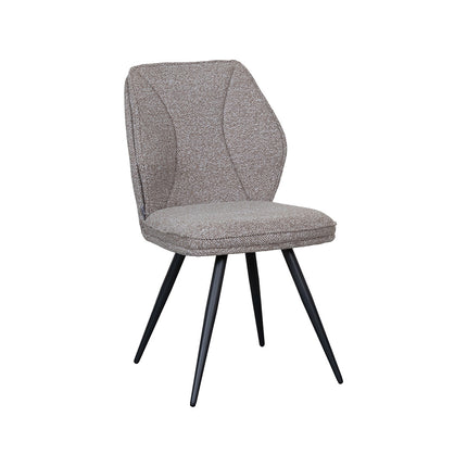 LABEL51 Eetkamerstoel Silvain - Mushroom - Boucle - Zwart Metalen Frame