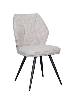 LABEL51 Eetkamerstoel Silvain - Naturel - Boucle - Zwart Metalen Frame