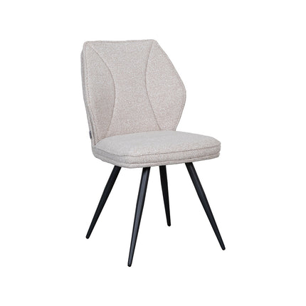 LABEL51 Eetkamerstoel Silvain - Naturel - Boucle - Zwart Metalen Frame