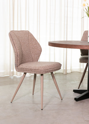 LABEL51 Eetkamerstoel Silvain - Mushroom - Boucle - Taupe Metalen Frame
