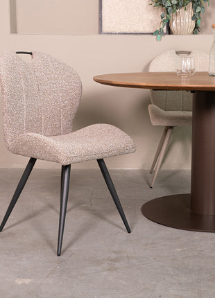 LABEL51 Eetkamerstoel Silly - Mushroom - Boucle - Zwart Metalen Frame