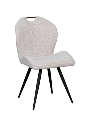 LABEL51 Eetkamerstoel Silly - Naturel - Boucle - Zwart Metalen Frame