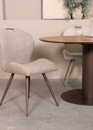 LABEL51 Eetkamerstoel Silly - Mushroom - Boucle - Brons Metalen Frame